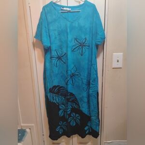 Elegant Blue Floral Maxi Dress